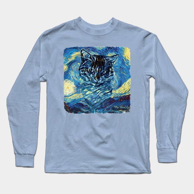 Cat Van Gogh Style Long Sleeve T-Shirt by todos